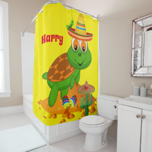 Enfants Douche rideau Tortue verte Sombrero