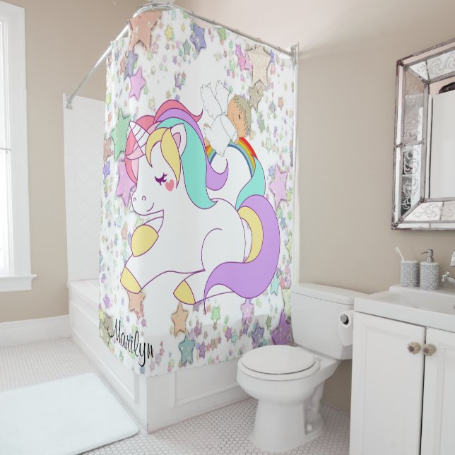 Enfants Douche rideau Unicorn Stars Angel (En situation)