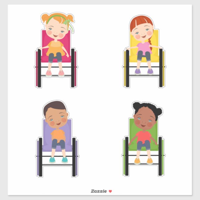 Enfants en fauteuil roulant Stickers 1 (Feuille)