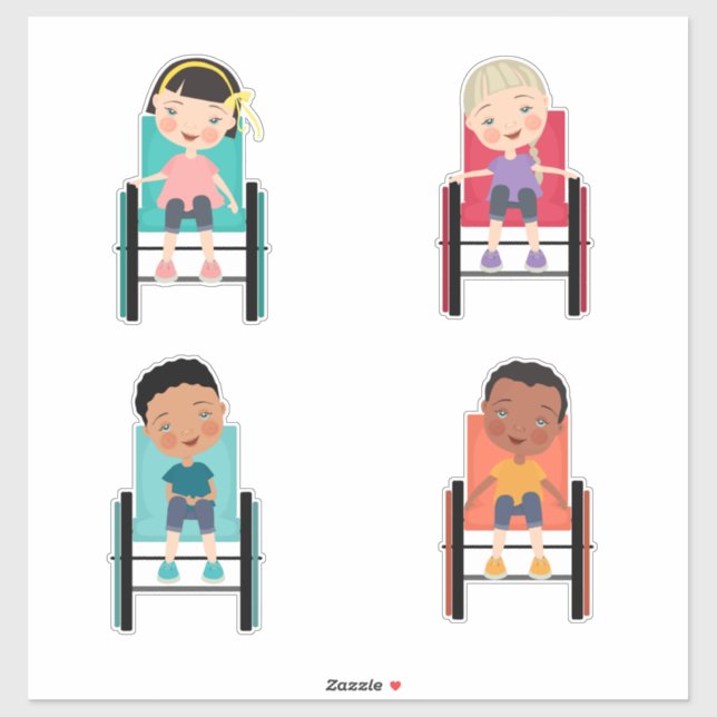 Enfants en fauteuil roulant Stickers 2 (Feuille)