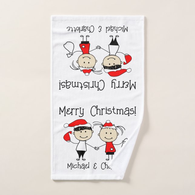 Enfants et couples adultes personnalisés Noël (Serviette à main)