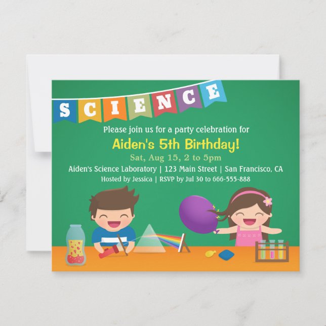 Enfants Expérience Science Invitations de fête d'a (Devant)