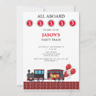Enfants Fête Train Age Anniversaire Invitation
