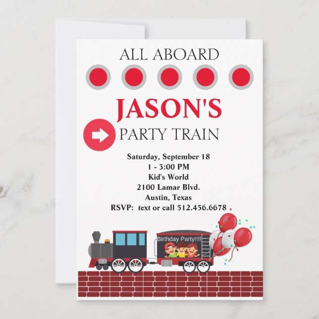 Enfants Fête Train Anniversaire Invitation (Devant)
