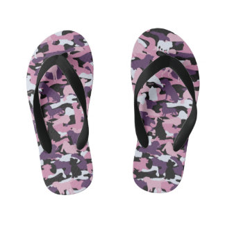 Enfants Filles Chien pourpre rose et tongs de camo osseux