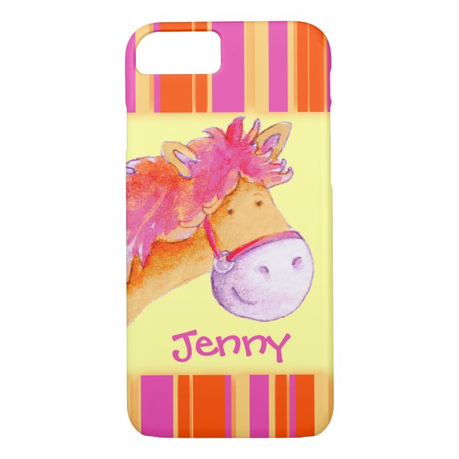 Enfants filles nommé poney jaune coque iphone (Dos)