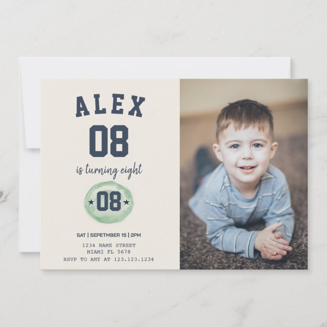 Enfants Football Anniversaire Invitation avec phot (Devant)