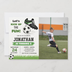 Enfants Football Anniversaire Invitation avec phot
