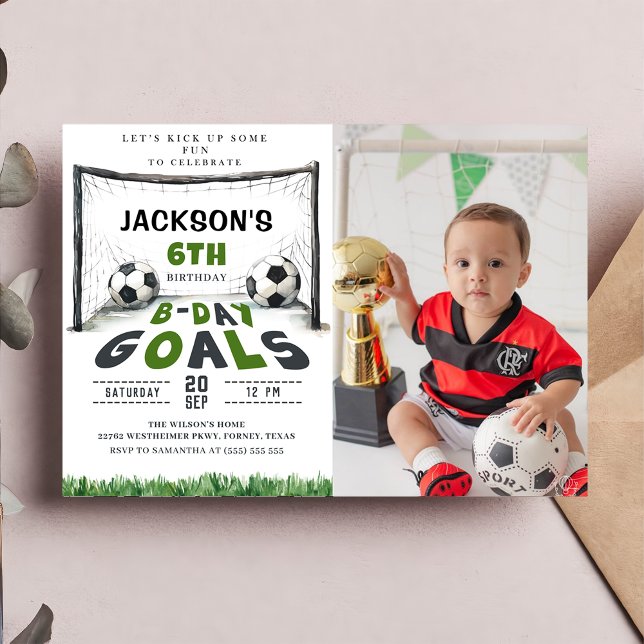 Enfants Football Anniversaire Photo Invitation (Créateur téléchargé)