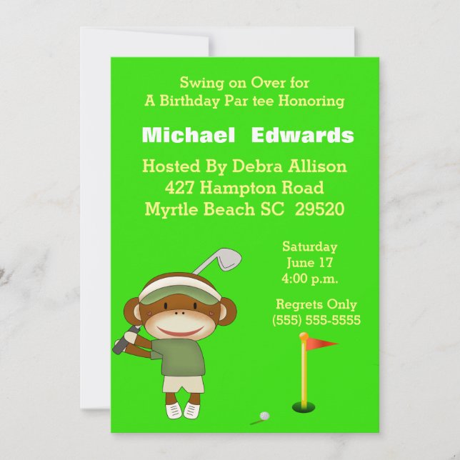 Enfants Golf Invitations d'anniversaire (Devant)