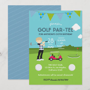 Enfants Golf Thème Anniversaire Fête Invitation