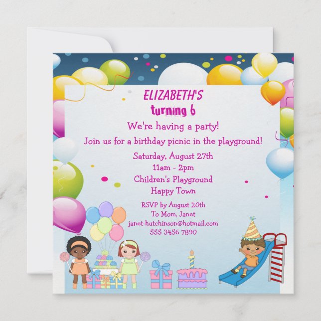 Enfants jouant dans les Invitations de la partie (Devant)