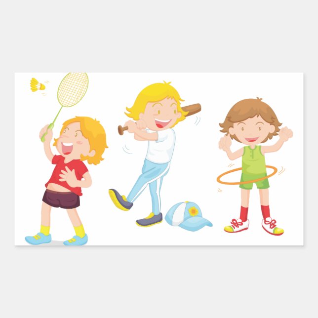 Enfants Jouant Stickers Sport (Devant)