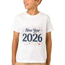 Enfants joués Nouvel An 2026 t-shirt avec étoiles