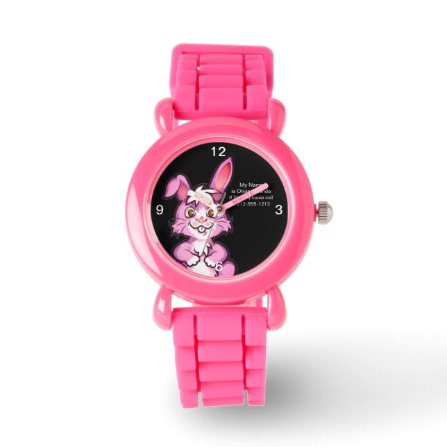 Enfants lapins roses perdus et trouvés Montre pour (Recto)