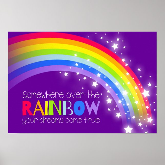 Enfants lumineux arc-en-ciel rêve affiche ciel vio (Devant)