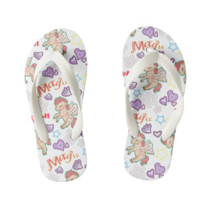 Enfants Magic Unicorn White. Les tongs de l'enfant