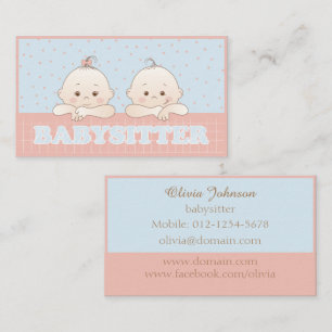 Enfants mignons Babysitter Pastel Carte de visite 