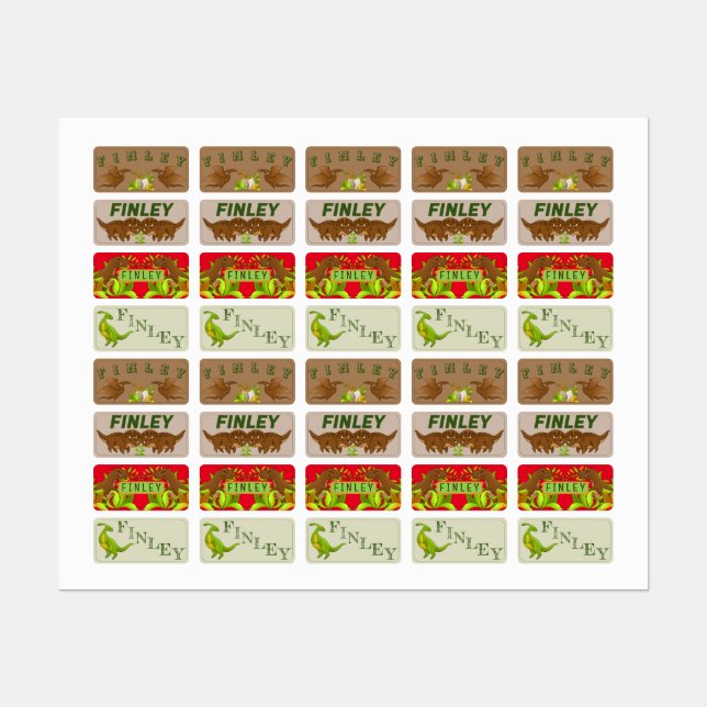Enfants mignons Dinosaur Garderie Étiquette de vêt (Feuille)