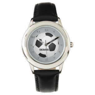 Enfants Monogramme balle de soccer Montre noir bla