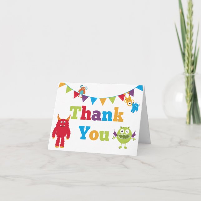 Enfants Monster Anniversaire Merci Cartes (Devant)
