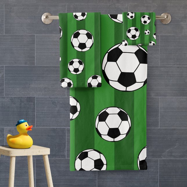 Enfants Motif de balle de football sur Green Strip (Créateur téléchargé)
