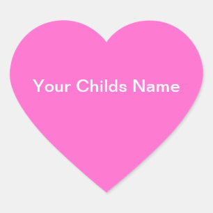 Enfants Nom Coeur autocollant Personnalisé rose bl