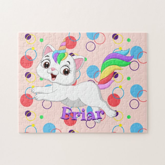 Enfants Nom Happy Kittycorn Puzzle Activité d'appr (Horizontal)