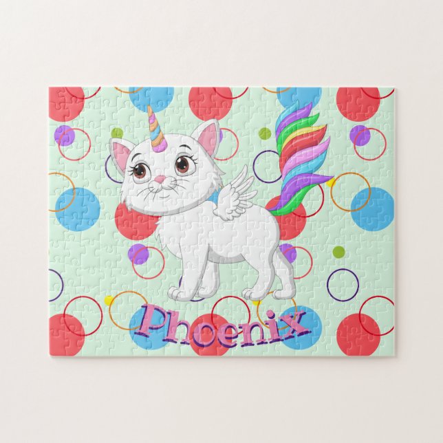 Enfants Nom Kitty Unicorn Puzzle Activité d'appren (Horizontal)