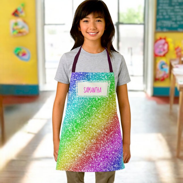 Enfants Nom personnalisé Tabliers Rainbow parties  (Créateur téléchargé)