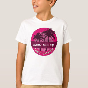 Enfants palmier rose nom personnalisé t-shirt vaca