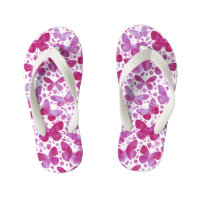Papillons Aquarelle Les tongs de l'enfant rose