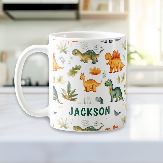 Enfants Personnalisé Cute Dinosaur Motif Mug (Créateur téléchargé)