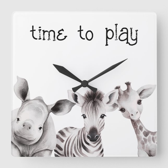 Enfants Personnalisé Safari Thème Horloge (Recto)