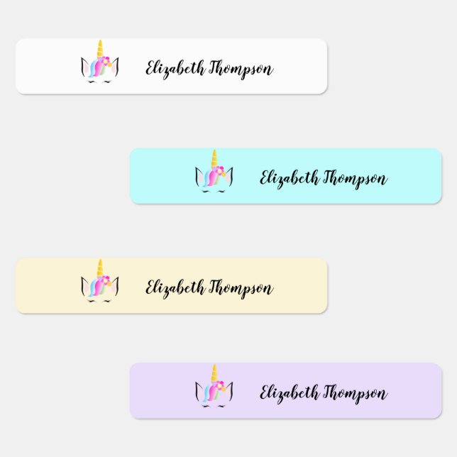 Enfants personnalisés étiquette Cute Unicorn (Groupe)