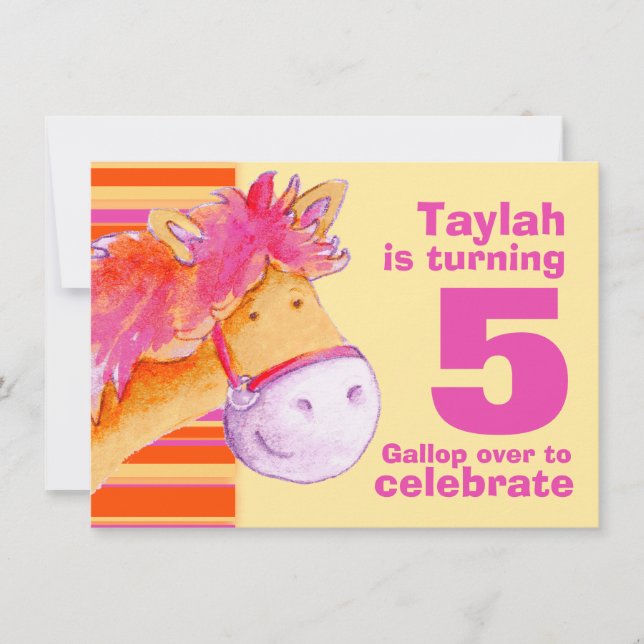 Enfants pony trekking 5e anniversaire invitation (Devant)