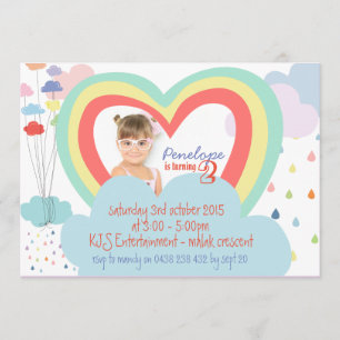 Enfants Rainbow Thème Anniversaire Invitation