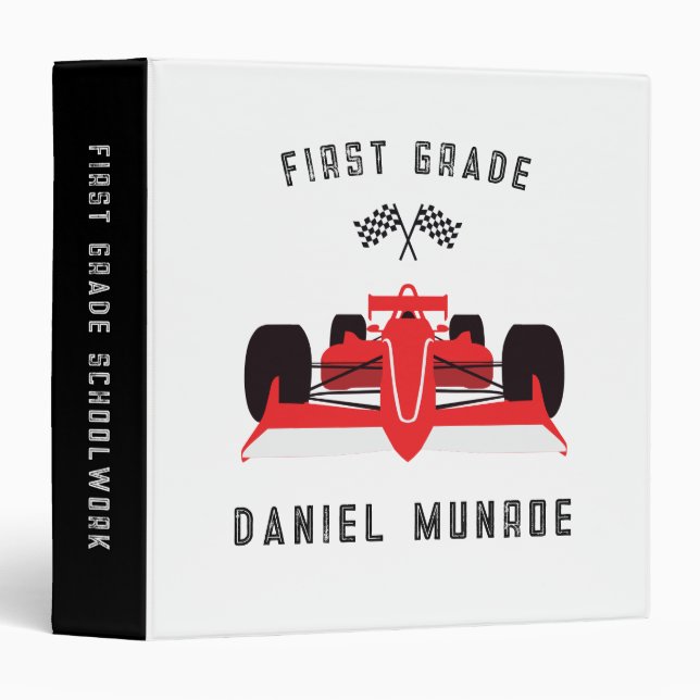 Enfants Red Racing Car Retour au Classeur de l'éco (Devant/Côté)