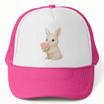 Enfants roses Casquette avec lapin rose mignon