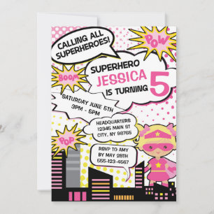 Enfants Superhero Anniversaire Fête Invitation Fil