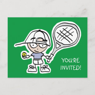 Enfants tennis Anniversaire fête invitation cartes