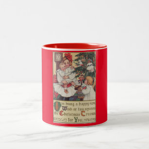 Enfants victoriens Mug rouge Vintage de Noël
