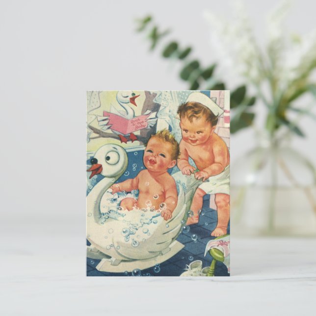 Enfants Vintage dans une invitation de bain moussa (Debout devant)