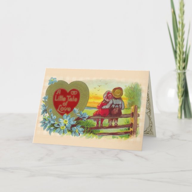 Enfants vintages amoureux Carte Saint Valentin (Devant)