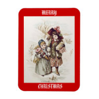 Enfants vintages Joyeux Magnet de Noël