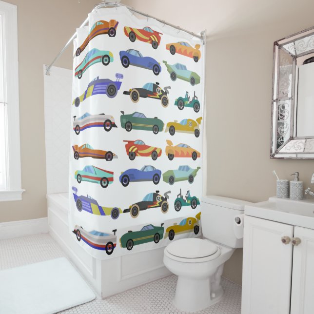 Enfants White Race Voiture Douche rideau (En situation)
