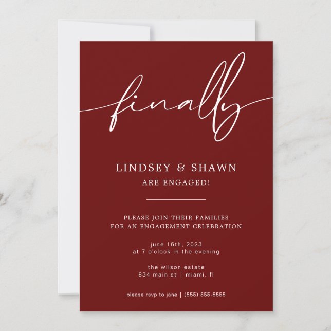 Enfin Fiançailles Mariage Faire-part et Invitation (Devant)