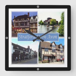 ENG060 STRATFORD UPON AVON, England Europe, Square Wall Clock