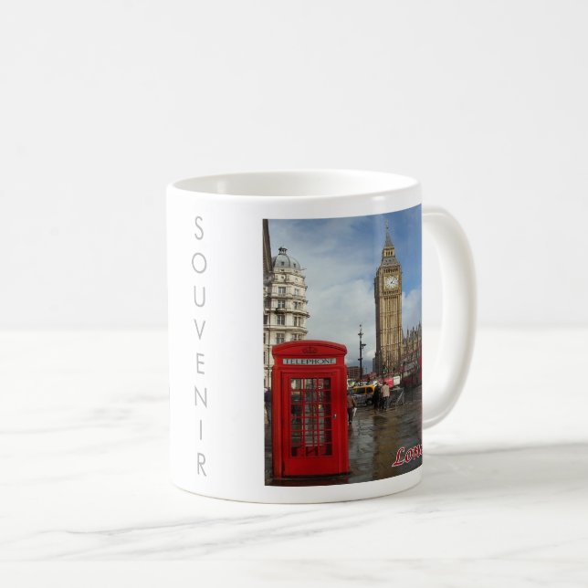 ENG063 LONDON BIG BEN, Double Decker Bus, Coffee Mug (Front Right)