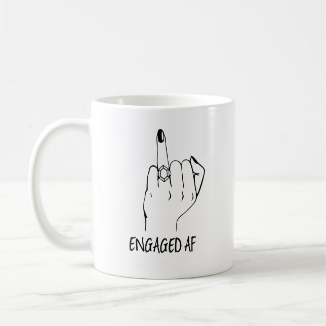 Engagé AF Bride anneau doigts Totes Engagé Mug (Gauche)